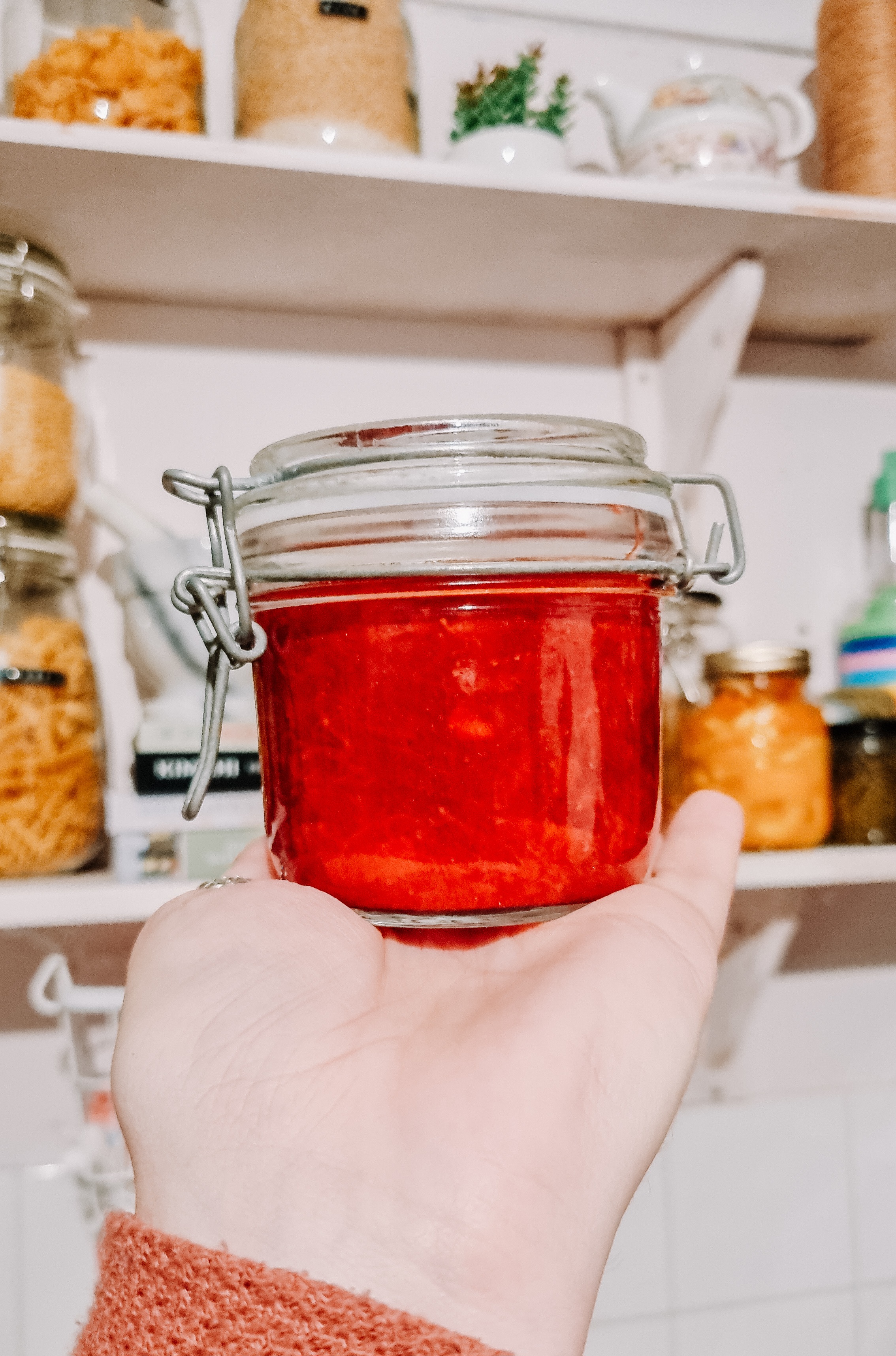 pectin free strawberry jam in a jar